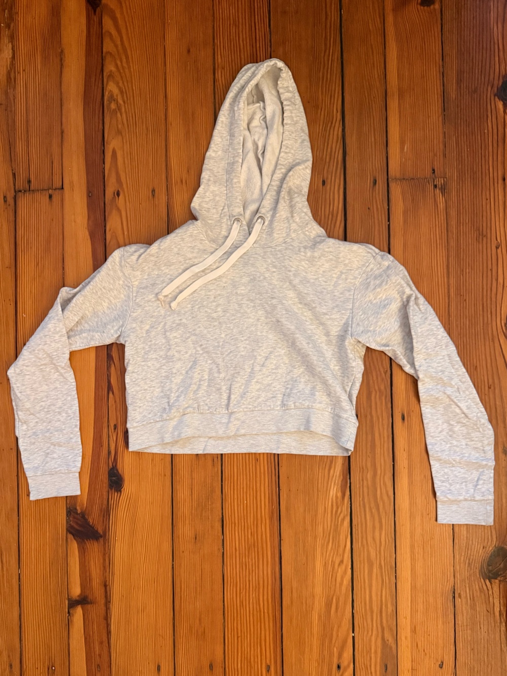H&M Light Gray Cropped Hooded Sweatshirt